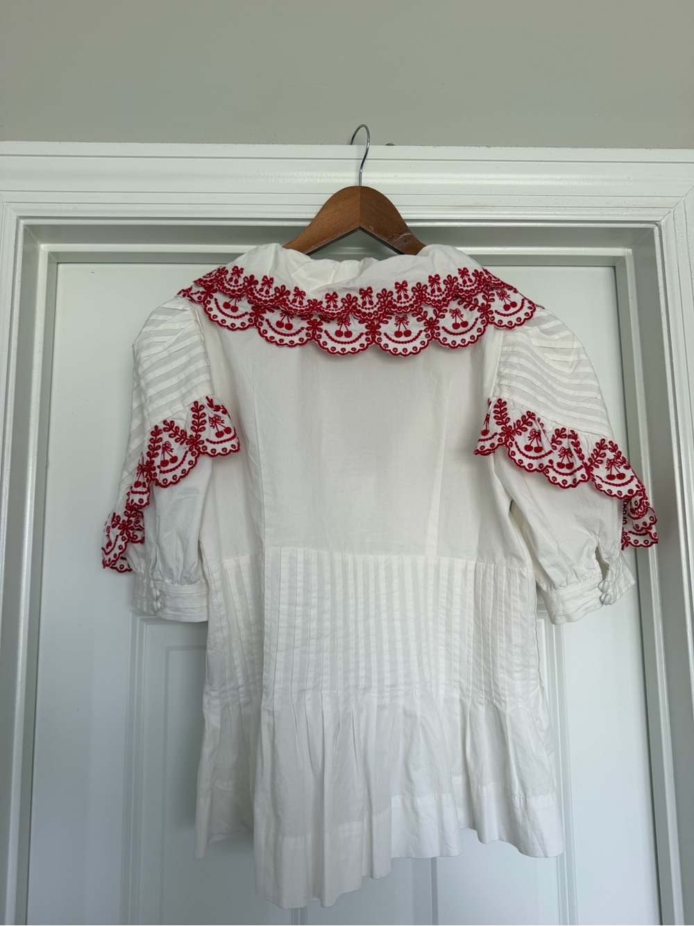 Damson Madder Blouse with Red Embroidered Collar - Picture 9 of 13